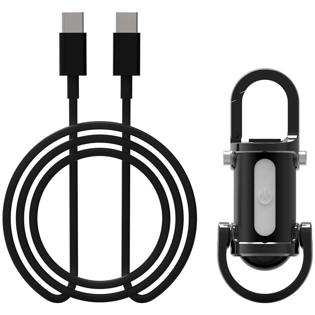 Generic Multifunctional Keychain Mini Flashlight, Waterproof Rechargeable Keychain Light (Black, with C to C)