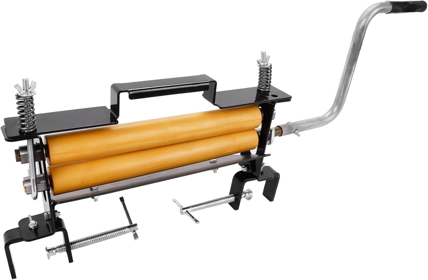 Hand-Crank Clothes Wringer - Black-Coated Steel Tan Rollers, Portable Laundry Dehydrator for Efficient Water Removal