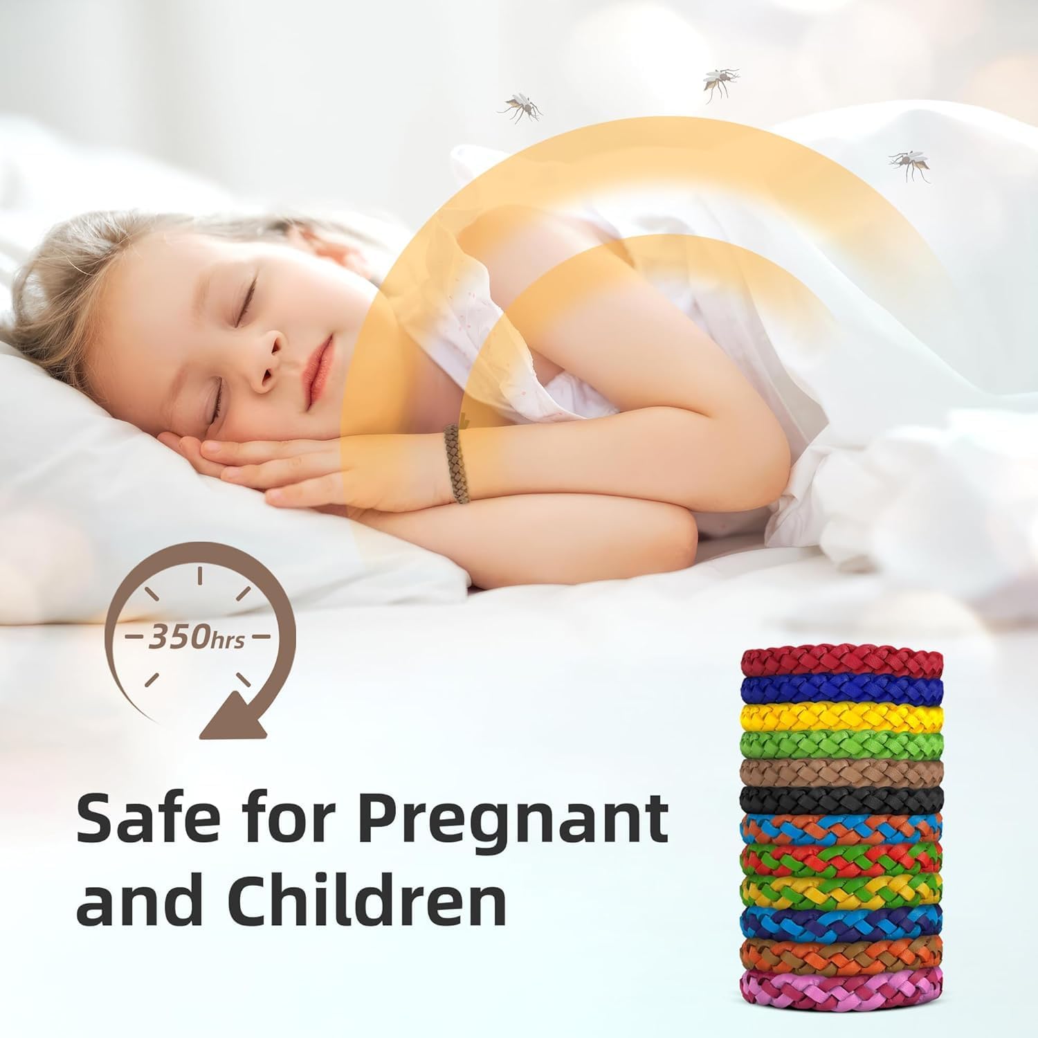 BuggyBands 18 Pack Mosquito Repellent Bracelets, DEET-Free, Individually Wrapped PU Leather Insect & Bug Repellent Wrist Bands