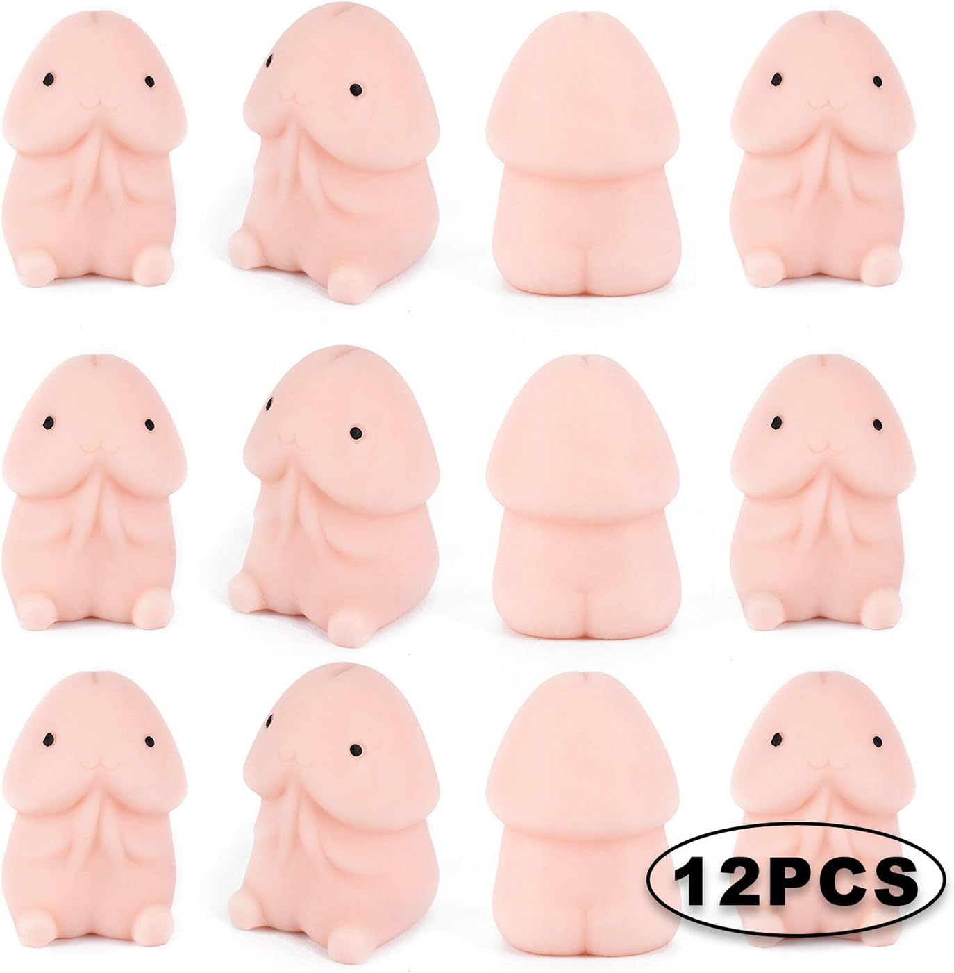 Trisea Soft Mochi Squishy TPR Toy, Focus Squeeze Abreact Healing Squishies for Fun, Stress Reliever Toy, Novelty Gift (Pack of 12)