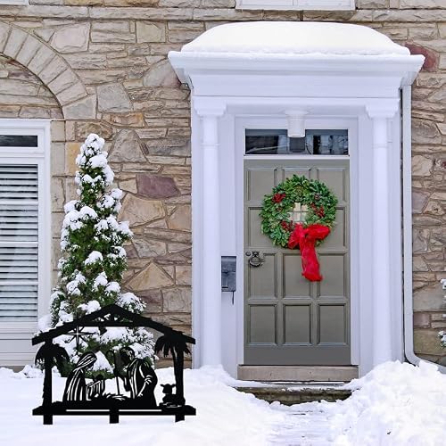 Realsteel - Nativity Scene - Outdoor Christmas Decorations - Metal O Holy Night Manger Scene - Mary, Joseph And Baby Jesus Lawn Decor - Star Of Bethlehem Yard Stakes - Made In Usa #TOP1