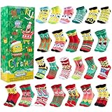 Get Trend SpongeBob SquarePants Calendario de Adviento Calcetines 2025 con 24 Pares de Calcetines Niños Adolescente, Regalo Original (Multi SpongeBob)