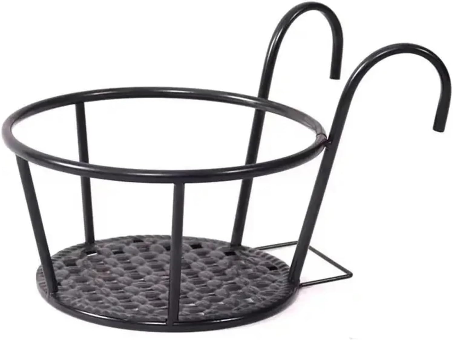 Railing Windowsill Flower Pot Rack Balcony Guardrail Hanging Storage Shelf Art(Black)
