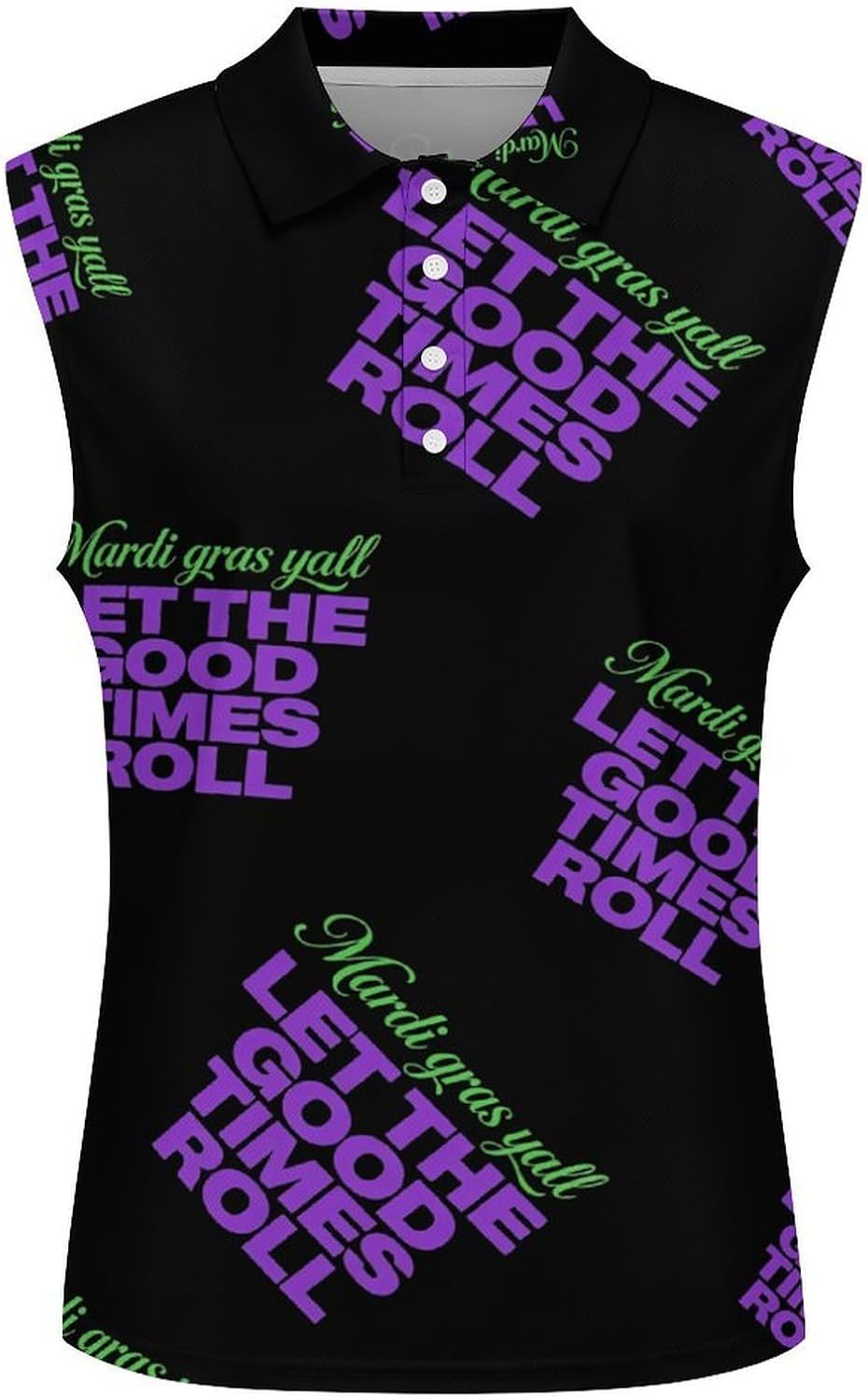 Mardi and Gras Let The Good Times Roll Womens Sleeveless V Neck Golf Polo Shirts