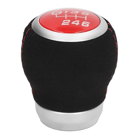 Wedinard Gear Head, Direct Replacement Abrasion Resistant Sensitive Antiscratch 6 Speed Gear Knob Comfortable Clear Numbers for Car Red Top