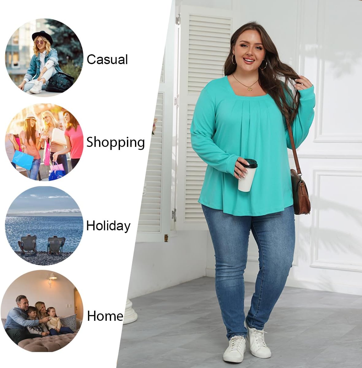 Anymeet Womens Fall Goodlooking Cute Tunic Tops Comfy Dressy T-Shirts Basic Blouses - Image 5