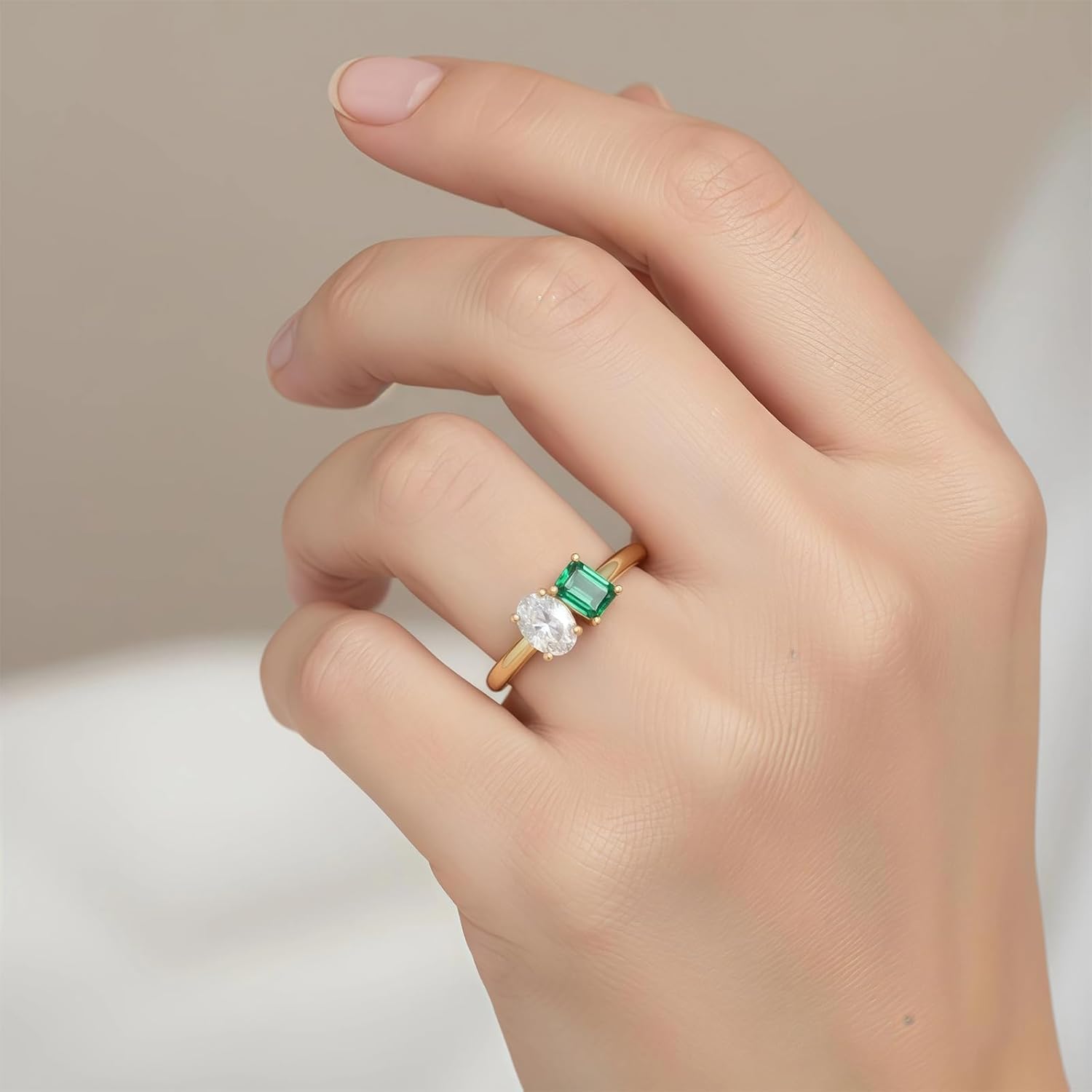 2 Birthstone Toi Et Moi Rings for Women Personalized 10K 14K 18K Gold Double Birthstones Ring Unique Promise Engagement Anniversary Ring Jewelry Gifts for Her