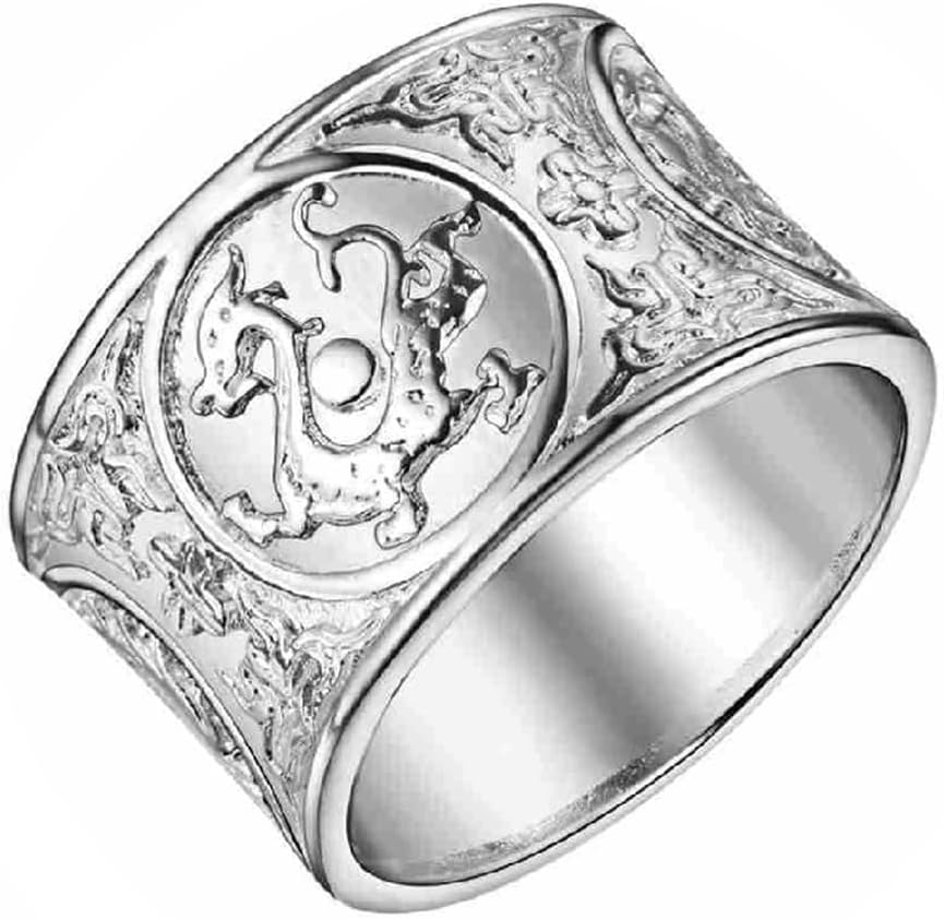 PAMTIER Men's 4 Guardian Beast Signet Carved Ring