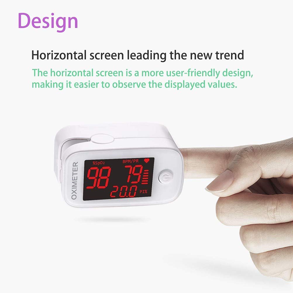 Pulsossimetro da Dito,Portatile Saturimetro con Display LED Ossigeno Saturimetro Monitoraggio Cardiofrequenza per Saturazione di Ossigeno e Frequenza del Polso
