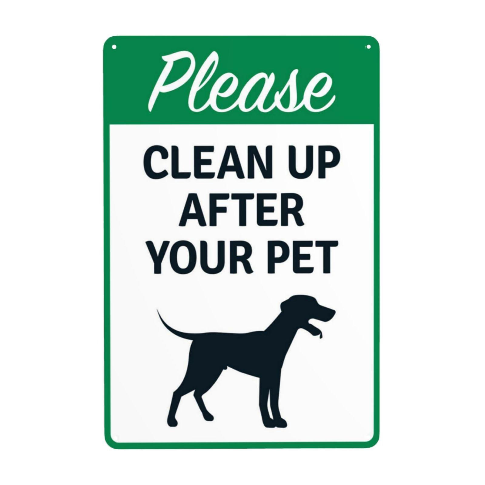 Retro Metal Tin Sign, Running Puppy Graphic Pet Cleaning Sign, Cute Style Public Sanitation Reminder Decor, 8x12 Inch