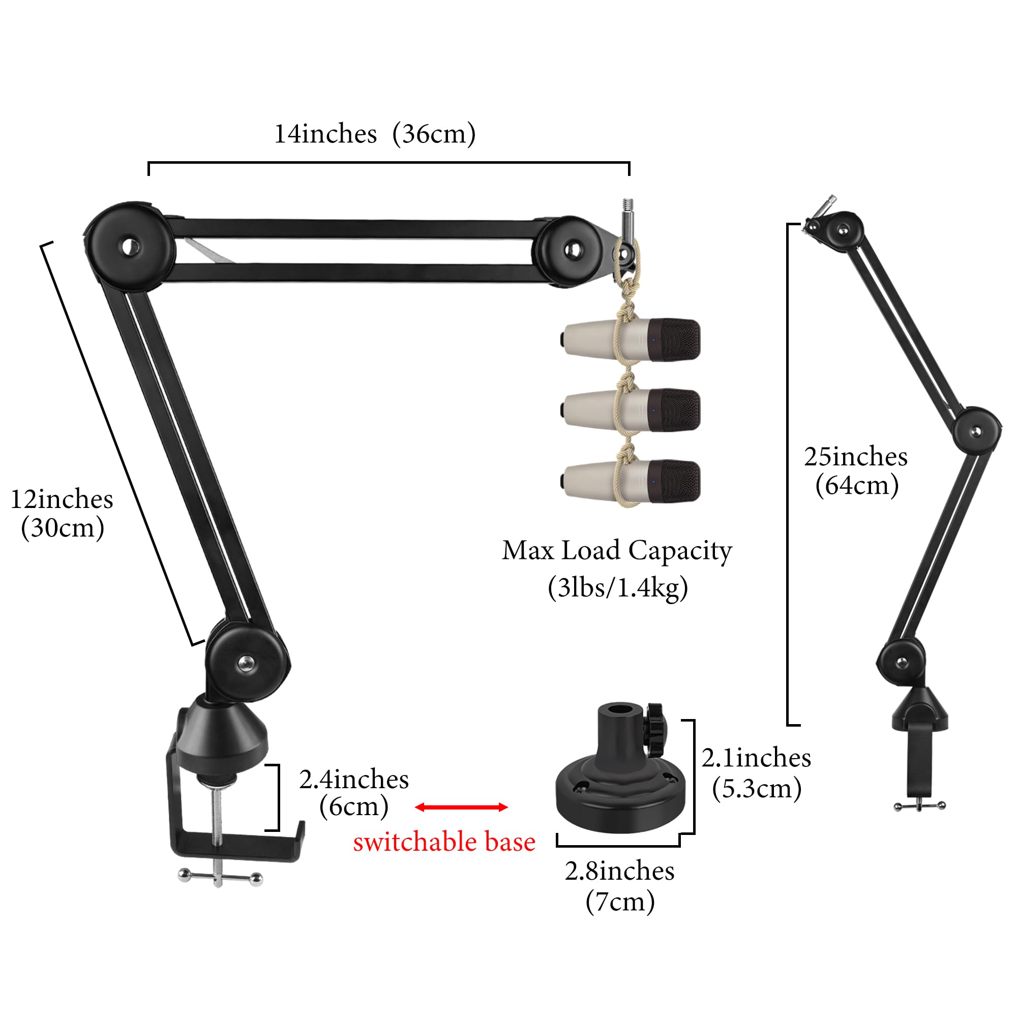 GEEKRIA Support de Bras de Micro pour Creators, Fixation sur Pince de Bureau réglable pour Podcast/Streaming, Pied de Micro Robuste Compatible avec AKG Lyra Ultra-HD, P120, P220, C214