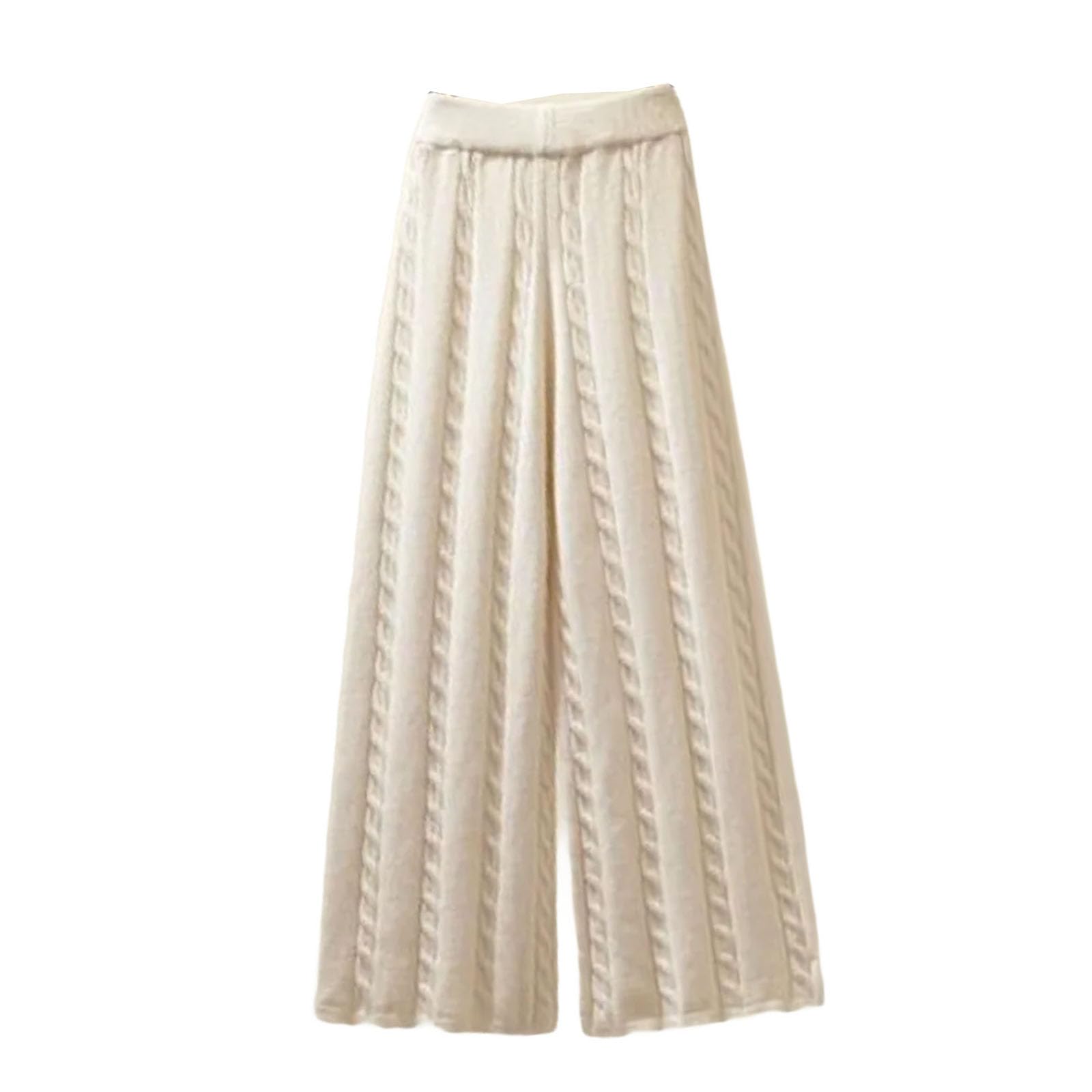 Womens Winter Knitted Wide Leg Pants High Waist Drop Loose Knitted Straight Leg Pants Cropped Wide Leg Trousers