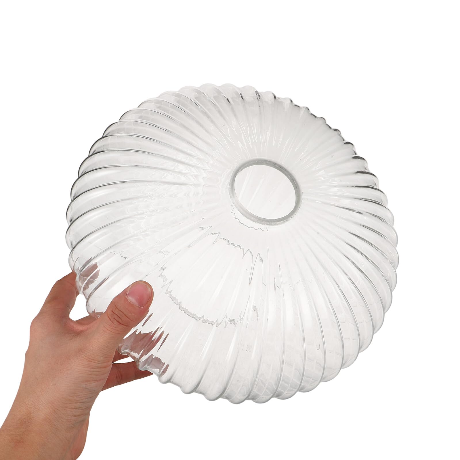Pantalla para Lámpara Colgante de Cristal Transparente Diseño de Rayas Diámetro 250 MM X Altura 150 MM Globo de Vidrio Resistente para Iluminación Decorativa en Hogar y Cocina