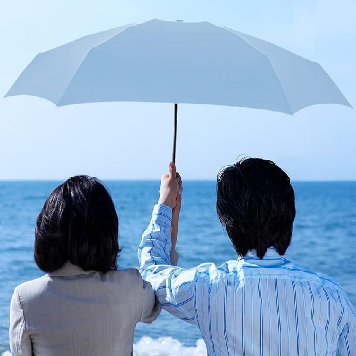 Kiuiom Kompaktowy parasol, wiatroszczelny, ultralekki, 6 żeberek, składany, wytrzymały, ochrona przed promieniowaniem UV, mini parasol na słońce i deszcz, dla mężczyzn