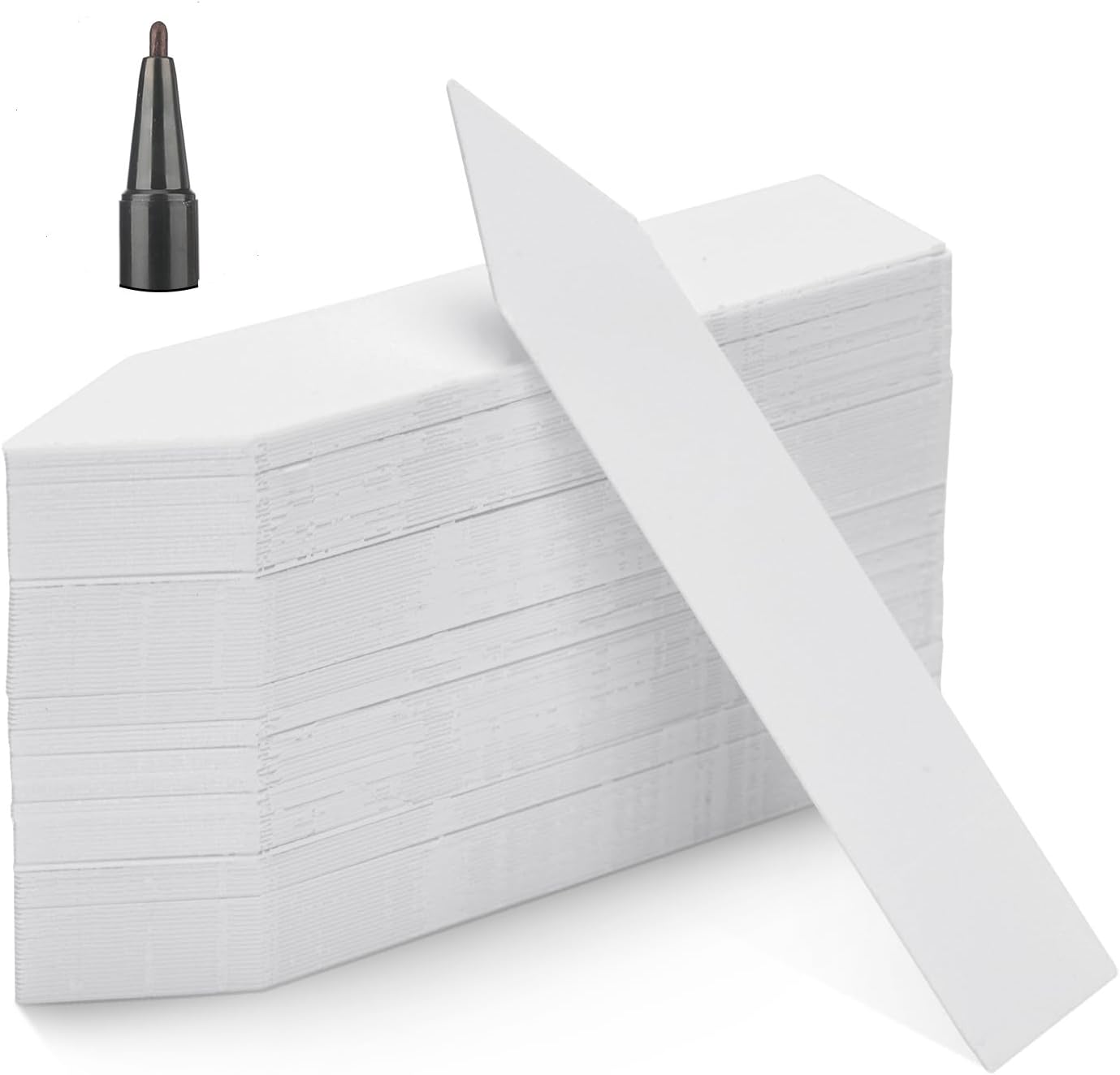 KINGLAKE 100Pcs White Plastic Plant Labels & Markers, 10x2cm, Waterproof, Reusable, Ideal for Herb, Seed, Flower, Potted Plants