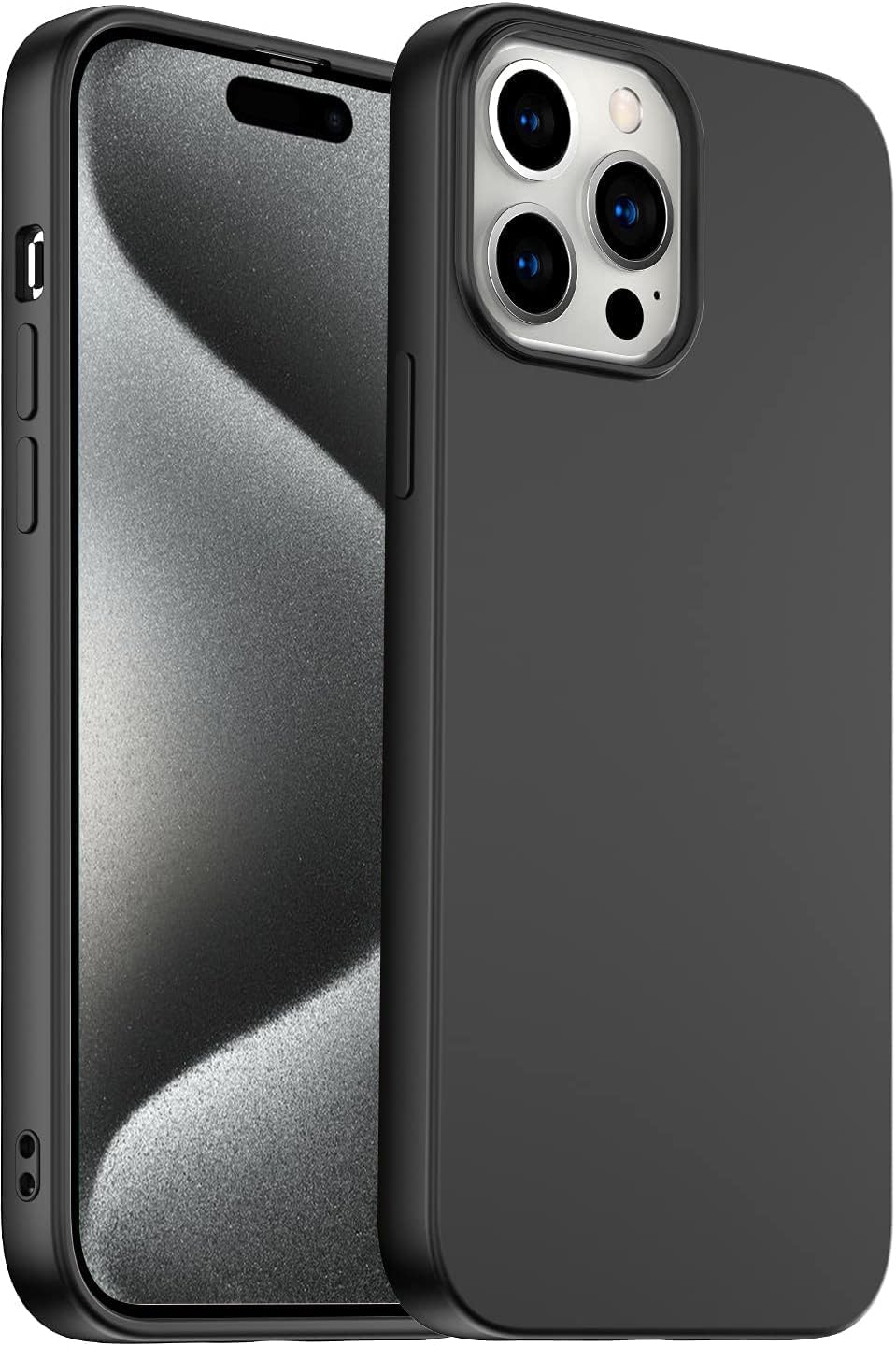 Zubitech Case for IPhone 15 Pro Max Soft Liquid Silicone Gel Case Full Body Shockproof Protection Matte Finish Cover Soft Microfiber Lining Cushion Slim Back Case for iPhone 15 Pro Max (Black)