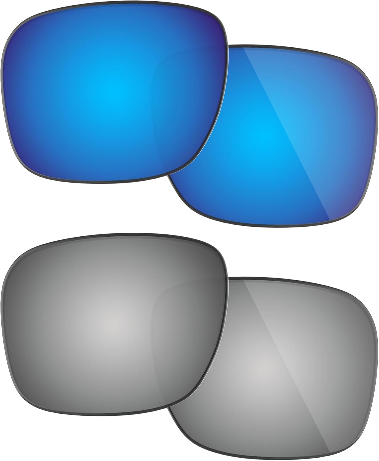 Fiskr Lenses Replacement for Oakley Holbrook Sunglasses 2 Pairs Packed (Ice Blue & Metallic Silver)