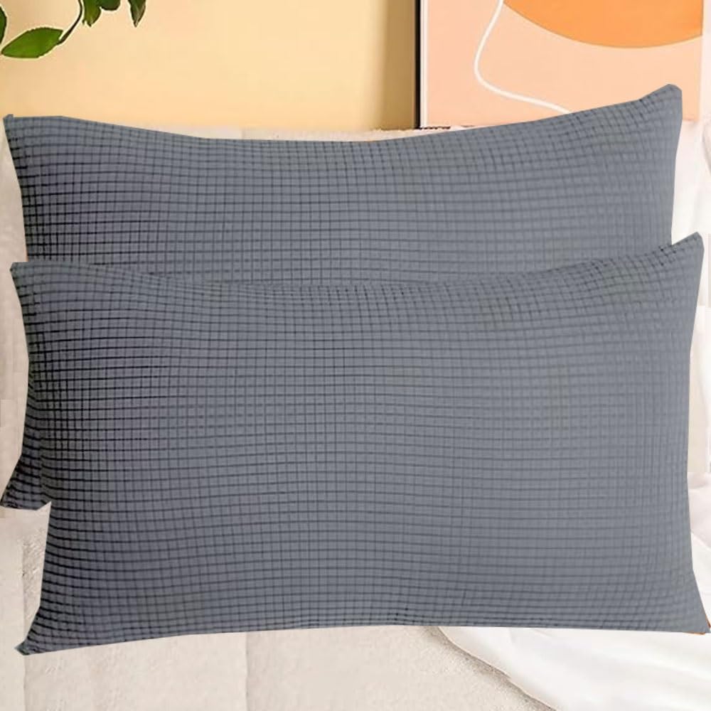 SWJ-swjssb Stretch Corduroy Pillowcases 2 Pack Super King Size Pillow Cases，Soft Decorative Cushion Covers Size Of Customised Invisible Zip, For Living Room Couch Sofa(Grey,30x50 cm Set Of 2)