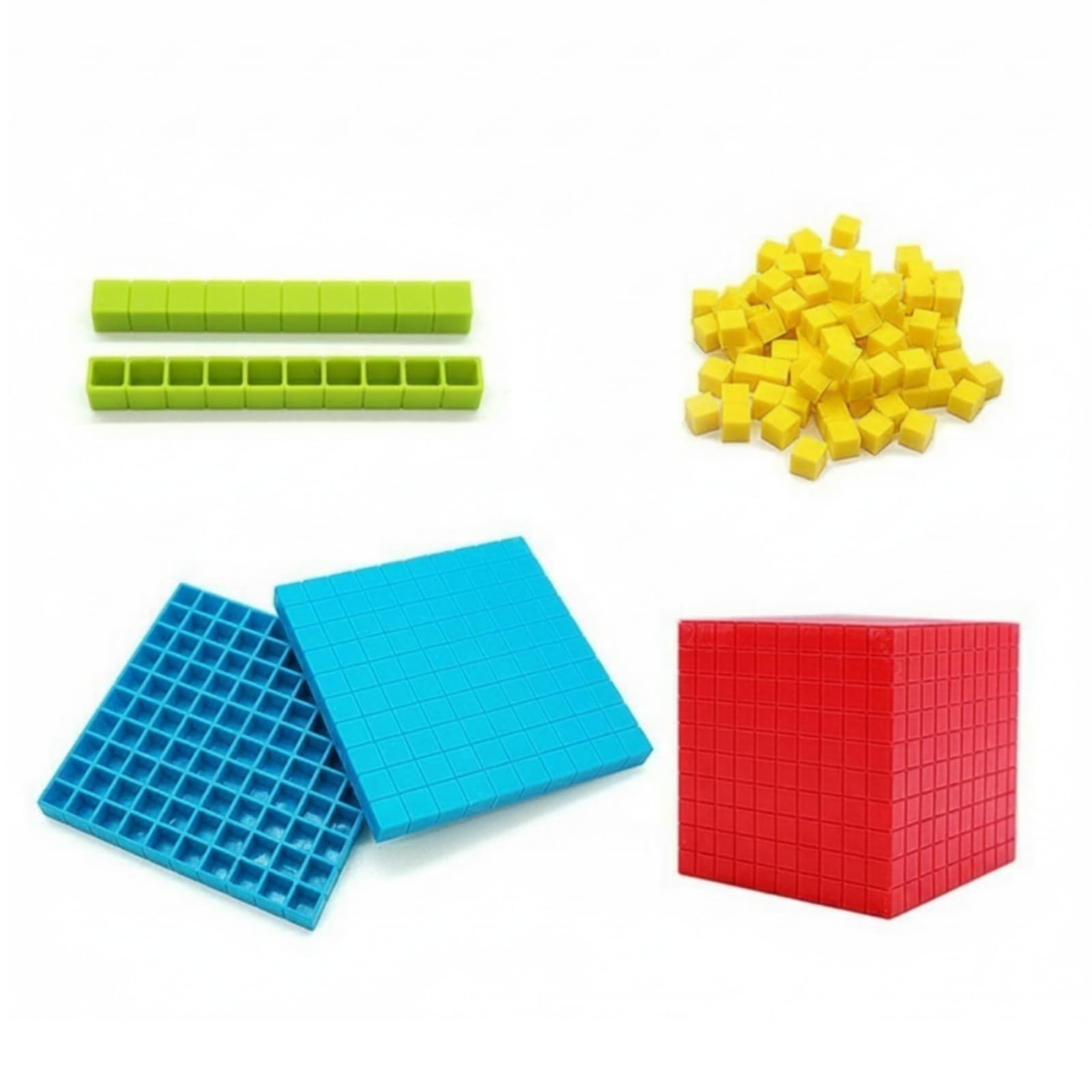 Children Decimal Blocs Décimaux Base Dix Jeu Éducatif Manipulatif Calcul Place des Valeurs Coffret avec Poignée Rangements Sécurisés Plastique