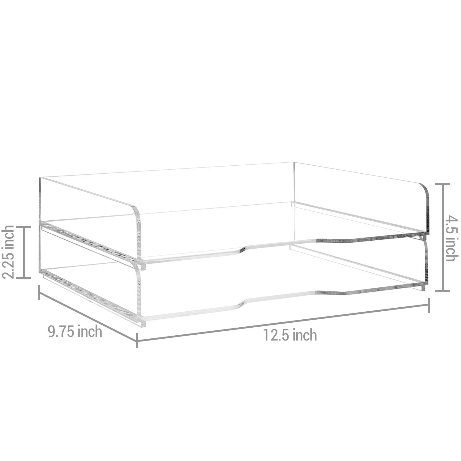 MyGift Premium Clear Acrylic Stacking Desktop Document Trays/File