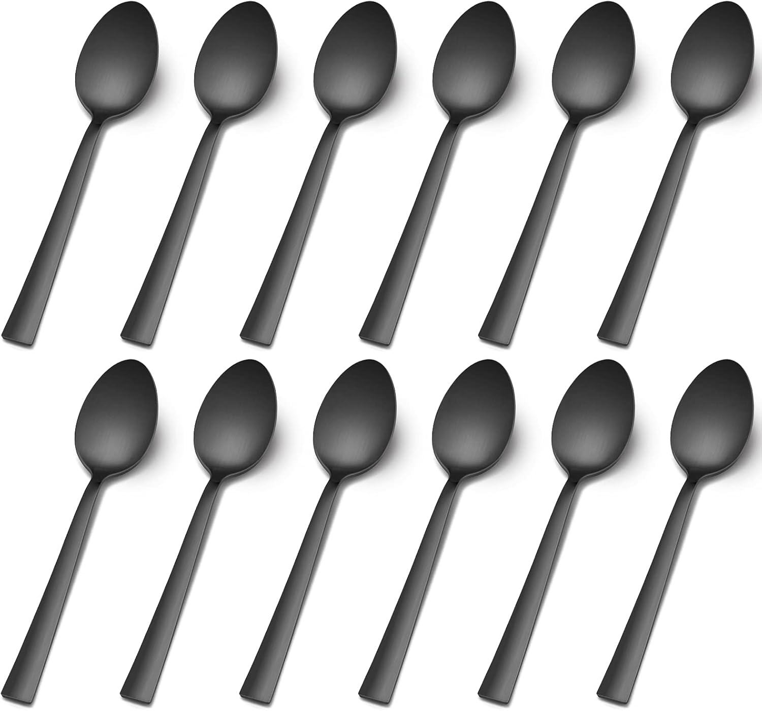 Matte Black Dinner Spoons Set of 12, Efar 7.9 Inch