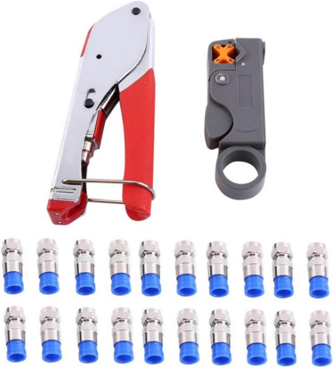 Compression Crimper Strippers F Connector Coaxial Cable Tool Set for RG6 RG59
