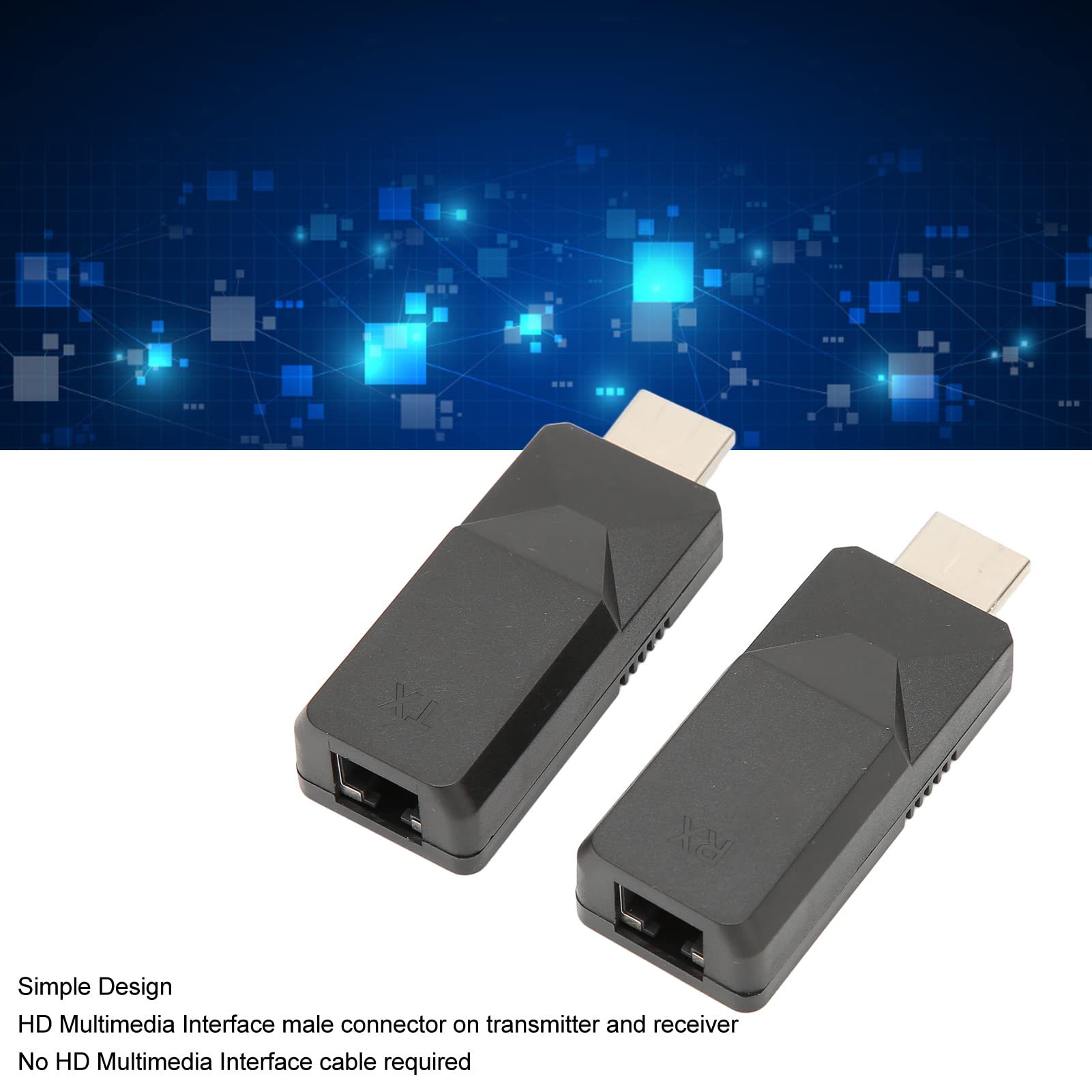 Extender HDMI 50 m su singolo Cat6/Cat7/Cat5e, 1080P singolo cavo Ethernet amplificatore di segnale trasmettitore ricevitore, adattatore di estensione HDMI a bassa latenza, supporto HDCP 1.2