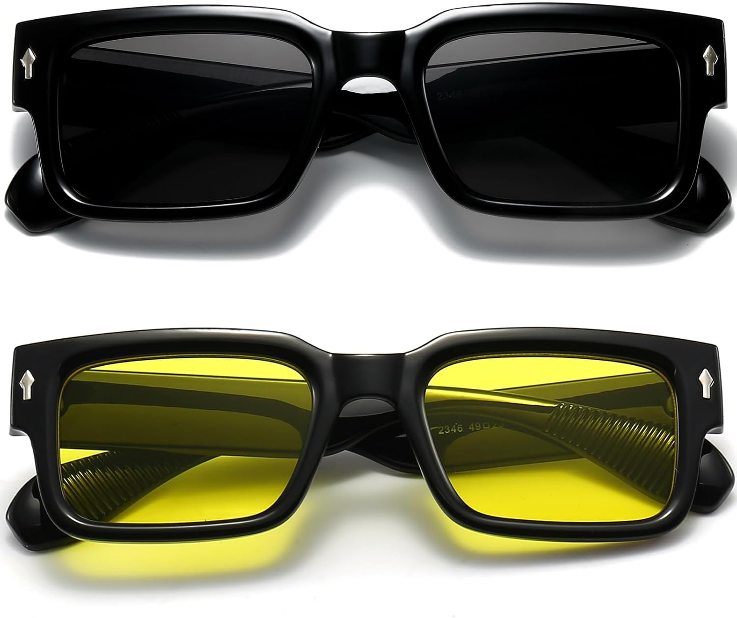 EYLRIM Square Frame Sunglasses for Women Men Trendy Chunky Rectangle Sun Glasses Black Shades UV400 Protection - Image 2