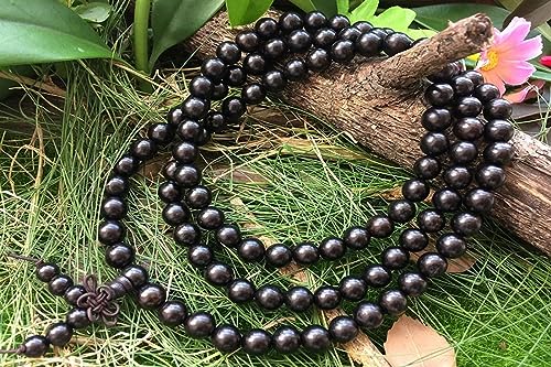 Image of Karungali Malai 12 mm 108+1 beads Orignal Ebony Mala, Natural Black Ebony Wood Mala for Meditation Pooja Chanting Wearing Jewelry Prayer Beads