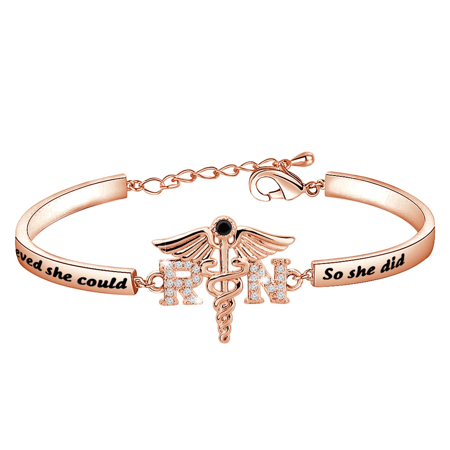 CHOORO RN Bracelet RN nurse Graduation Gift She Believed She Could So She Did Charm Bracelet Registered Nurse Gift For Graduation