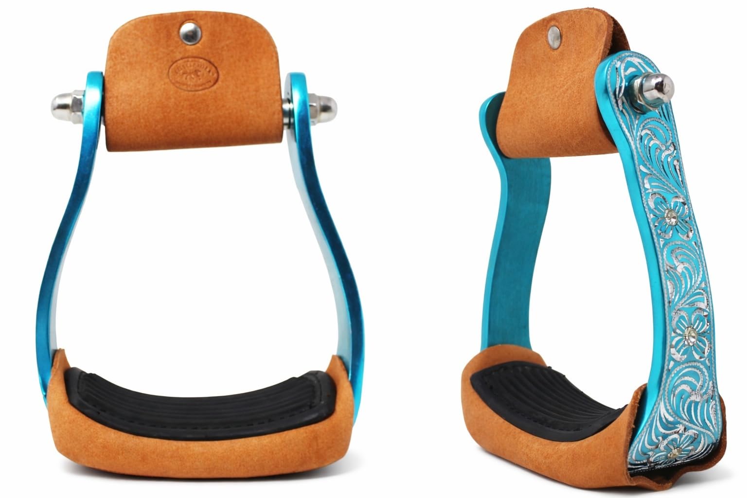 CHALLENGER Cavallo Western Turchese Inciso Strass Barrel Racing Alluminio Staffe 51179TR
