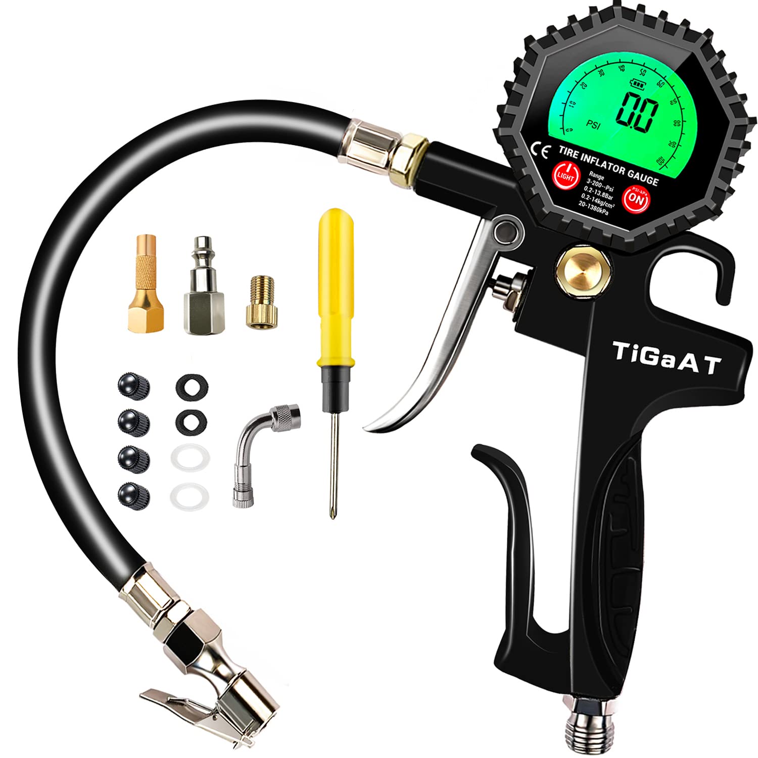 Buy TiGaAT Digital Tire Pressure Gauge Inflator, 200 PSI Easy Tire