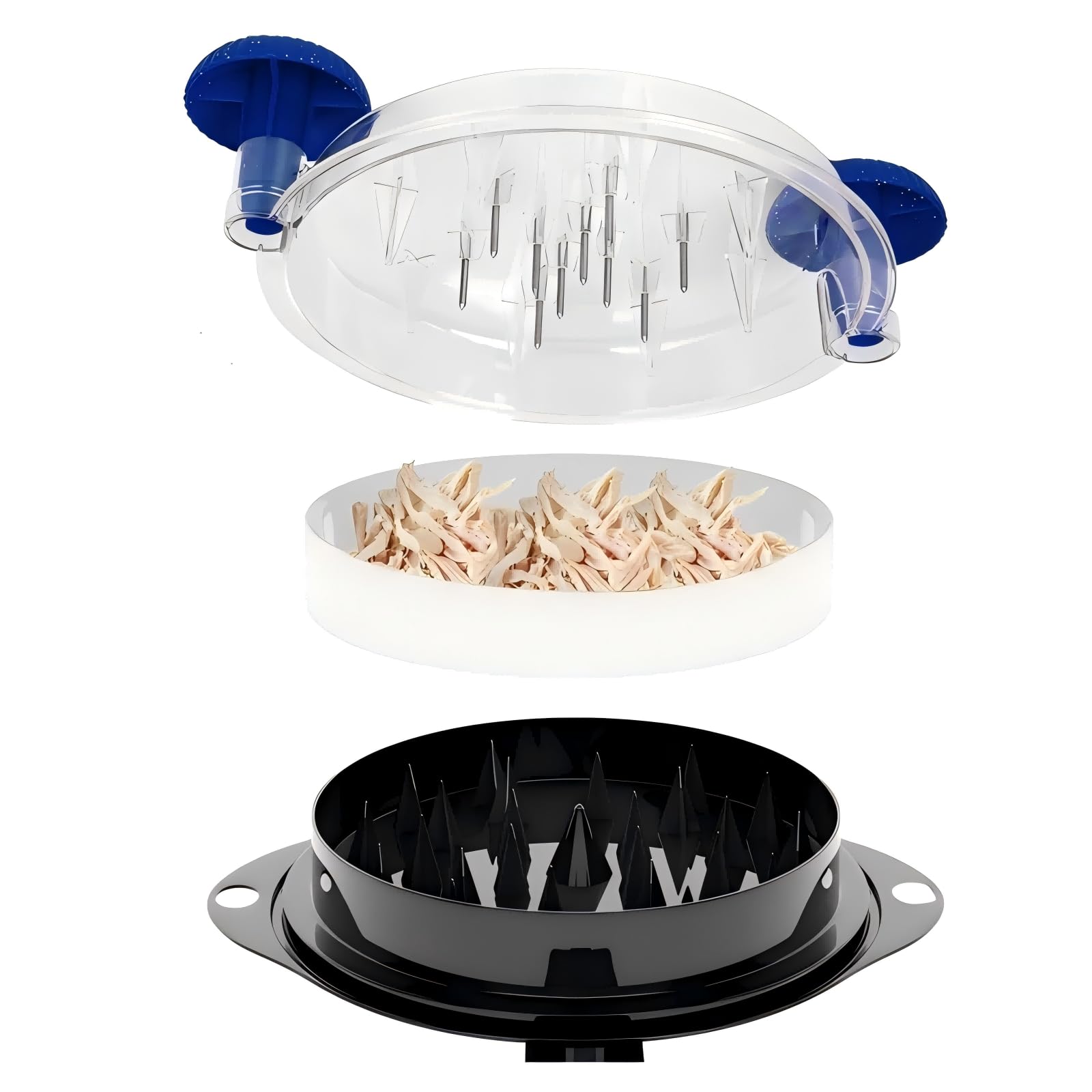 Chicken Shredder Tool Twist Meat Shredder Chicken Breast Shredder Tool Large, Meat Shredder Grinder Meat Masher for Chicken Ground Beef Pork with Steel Spikes Hanging Holes (Blue&Black)