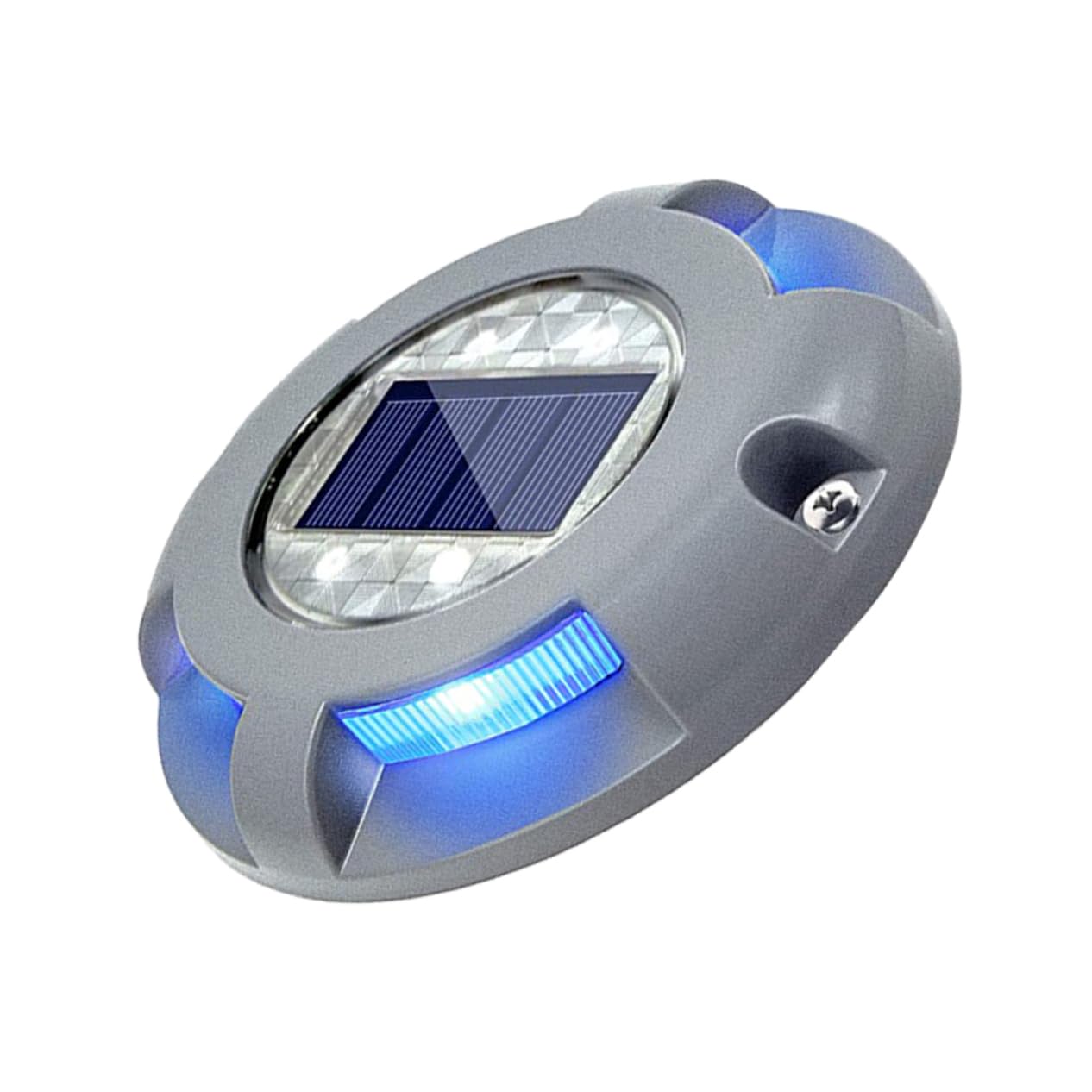 BESPORTBLE LED Solar Ground Buried Light Alloy Outdoor Deck Lamp Crush Resistant Automatic Blue Illumination for Garden and Pathway Lighting