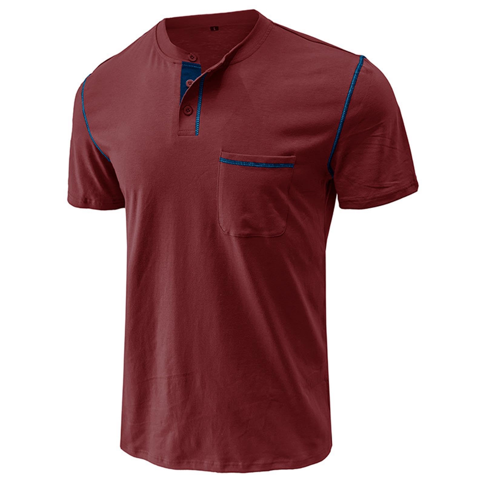 hixswnu Mens Kurzarm Henley Shirts Casual Komfortable Baumwolle T-Shirt Raglan Sleeve Sommer Vintage Button Tops
