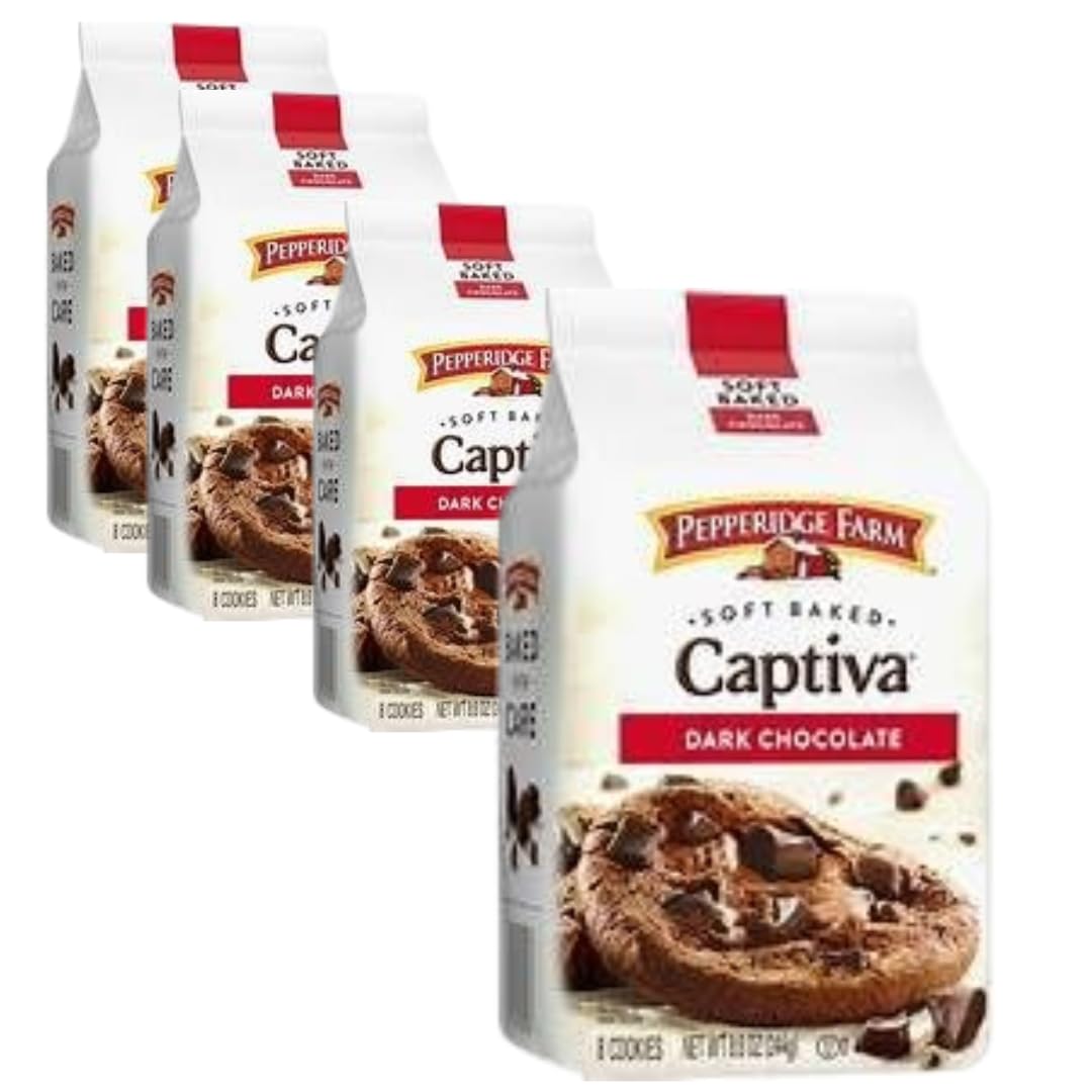 generic Pepperidge Farm Captiva DARK CHOCOLATE Cookies, 8 Soft Baked Cookies, 8.6 oz. Bag - No Artificial Colors, No Artificial Preservatives, No High Fructose Corn Syrup (PACK OF 4)