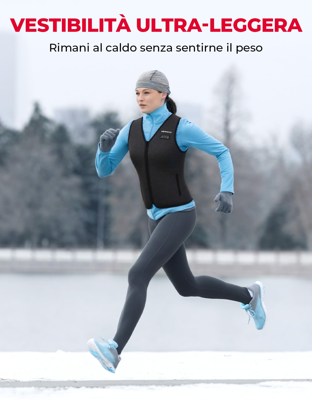 KEMIMOTO Gilet Riscaldato Donna, Elettrico Gilet Riscaldato con Batteria 10000mAh, USB Giubbotti Riscaldati con 3 Temperature per all’aperto Lavoro Sci Escursionismo Caccia Moto(Con Batteria 10000mAh)