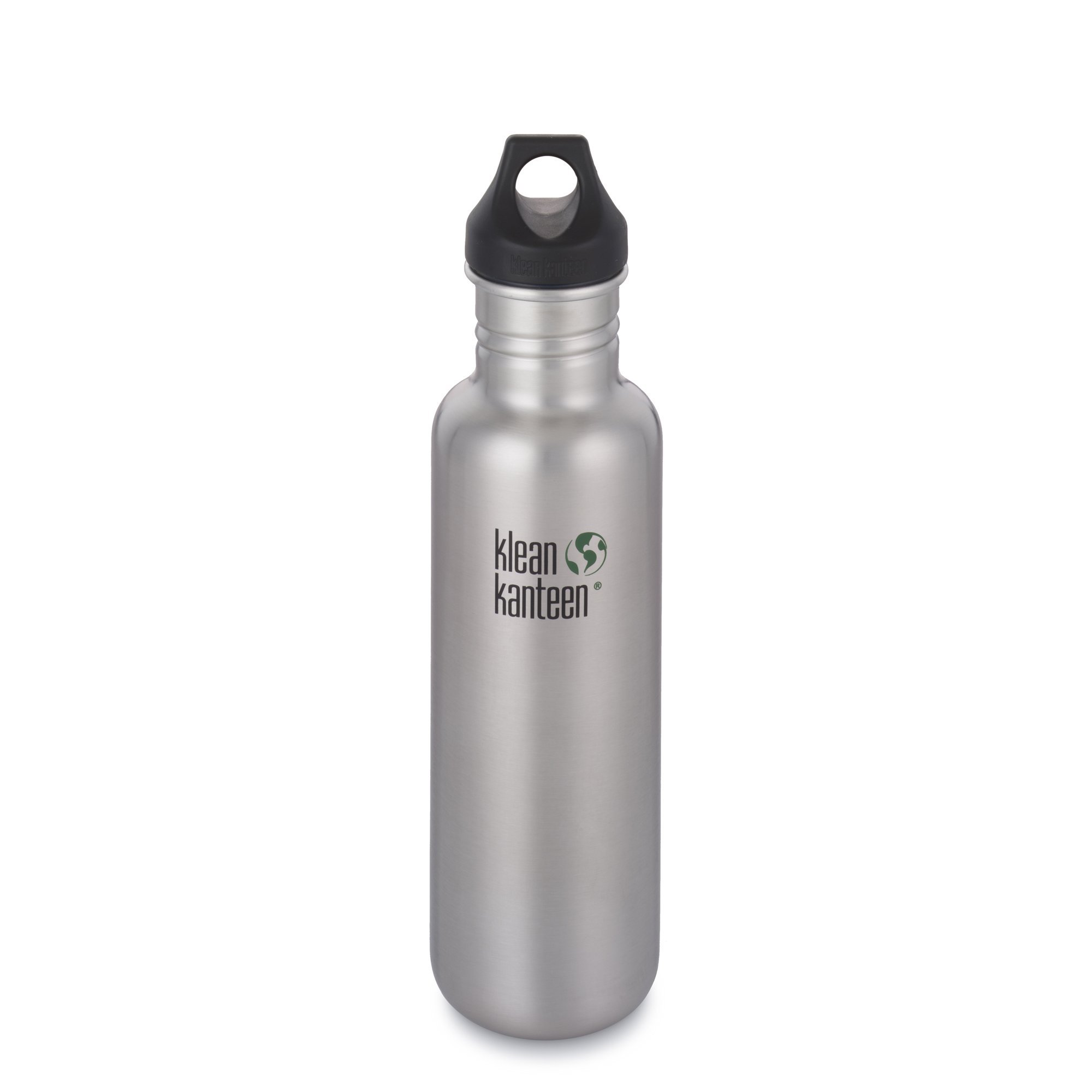 KLEAN KANTEEN CLASSIC WATER BOTTLE WITH LOOP CAP (BRUSH STAINLESS)