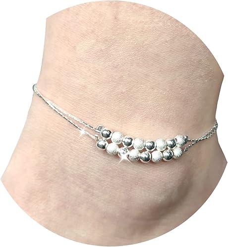 Ankle Bracelets for Women Girls,Adjustable Silver Anklet for women 14K Chain Anklets Summer Beach Foot for Teen Girls
