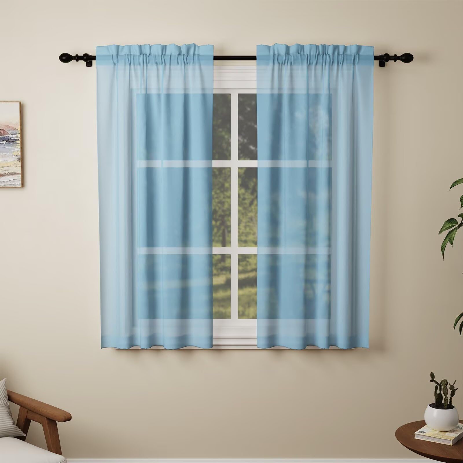 Pacok Blue Voile Curtains