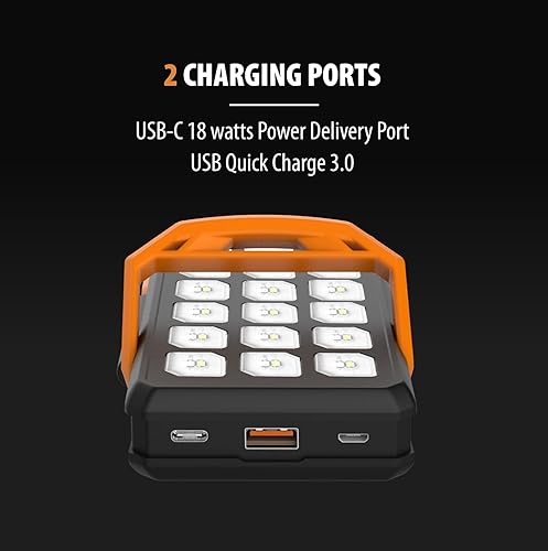 Miniatura 5 de ToughTested Dual 10,000 mAh Solar Power Portable Battery Pack Power Bank IP65 Waterproof Charger and 18 LED Flashlight