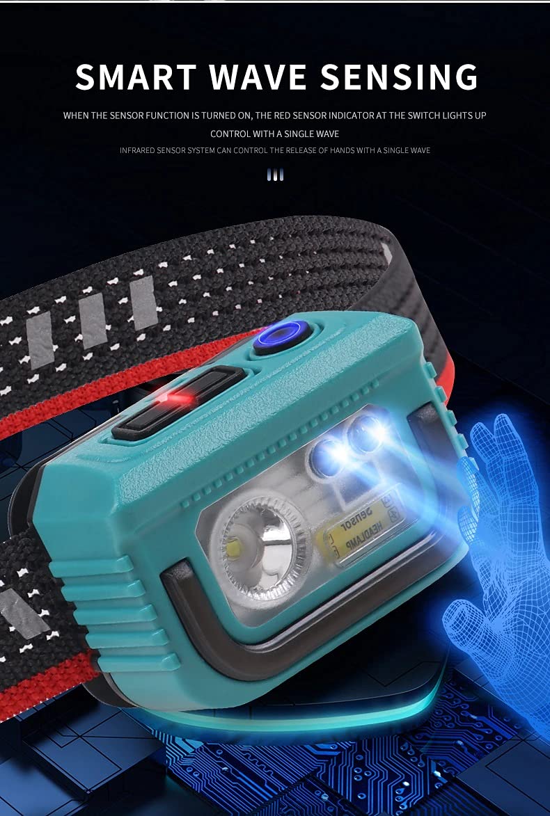 Torcia Frontale LED Ricaricabile 50000 Lumen - 6 Modalità, Sensore Movimento | Impermeabile IPX6, Batteria 5200mAh - Foto 10