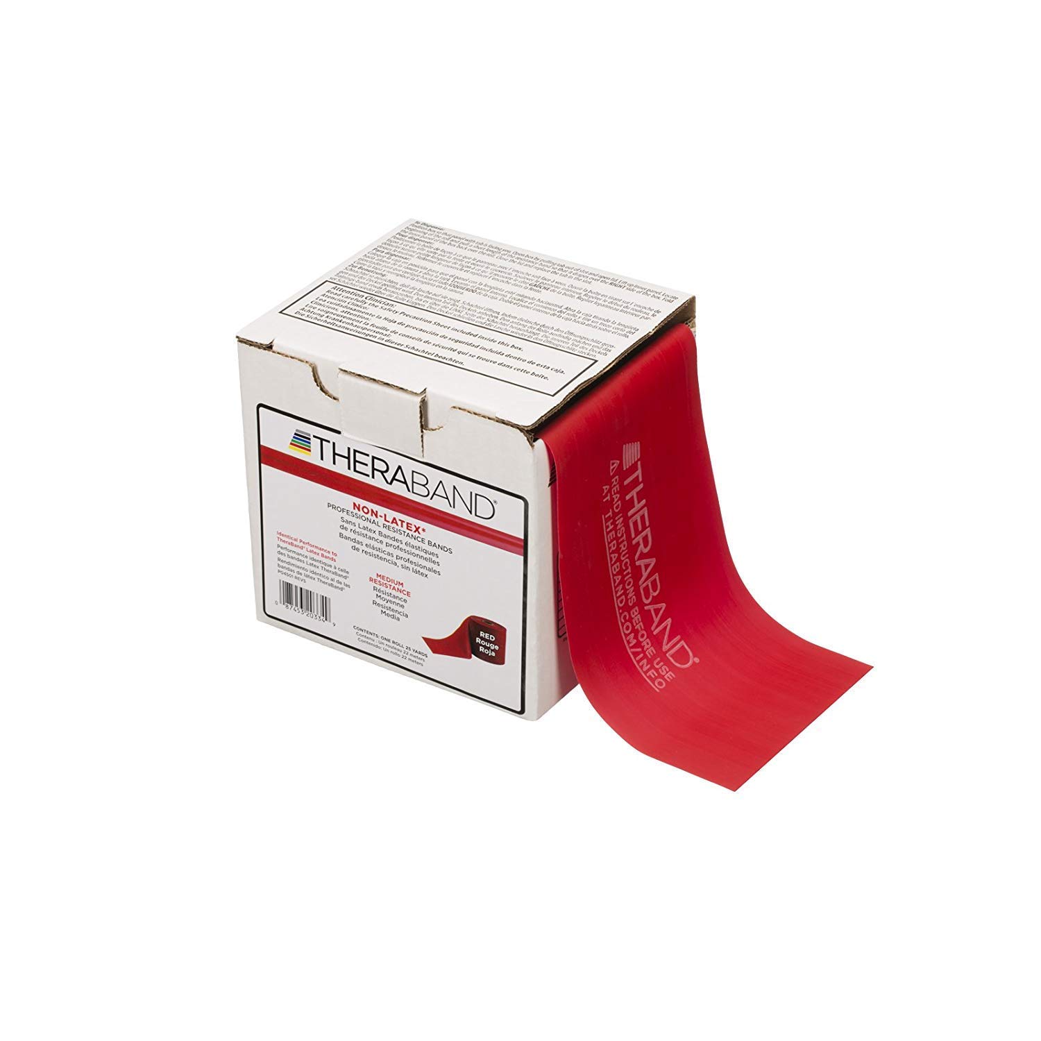 TheraBand Professional Non-Latex Resistance Bands for Upper and Lower Body Exercise Workouts Physical Therapy Lower Pilates and Rehab 25 Yard Roll Dispenser Box Medium Beginner Level 3 (Color-Red)-image-31