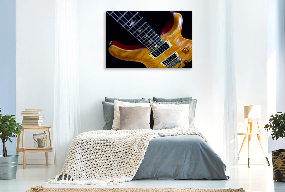 Premium Textil-Leinwand 120 x 80 cm Quer-Format Old Rock Guitar | Wandbild, HD-Bild auf Keilrahmen, Fertigbild auf hochwertigem Vlies, Leinwanddruck von Renate Bleicher