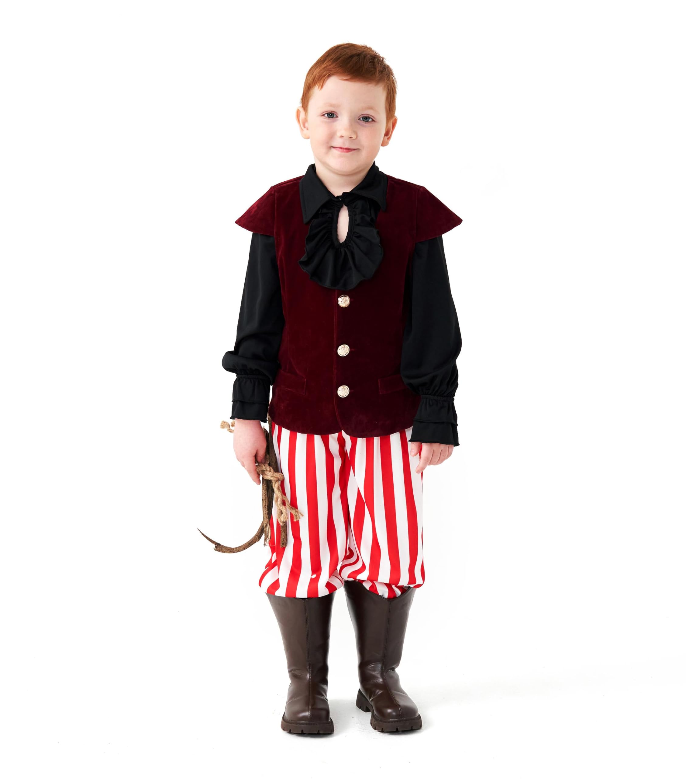 DELIVESS Medieval Renaissance Faire Costume Pirate Vest for Boys Lace-up Steampunk Gothic Waistcoat Viking Tunic Vest (Red, S) - Image 2