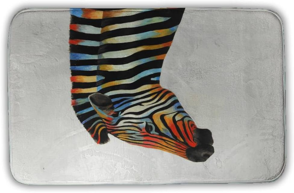 Begin Home Decor 5930-3421-AN262 21 x 34 in. Colorful Zebra Bath Mat - Stylish Animal Decor for Home