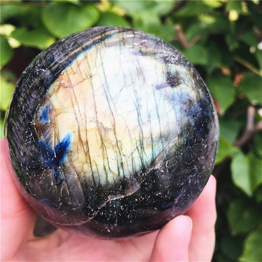 RVBLRDSE Labradorite Crystal Ball Stone Glossy Decoration Ornaments (Size : 8cm) Gemstone Stone
