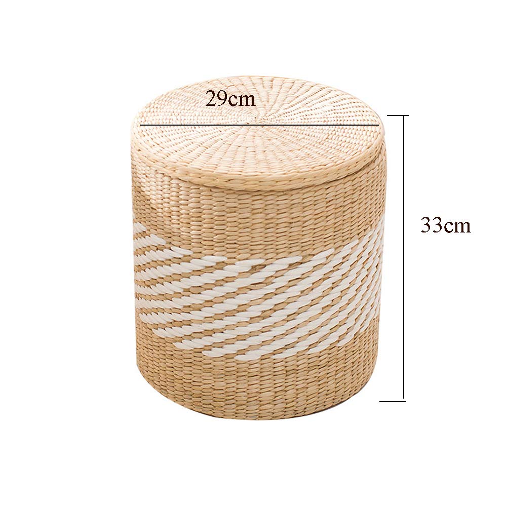 Rattan-Hocker mit Stauraum, rund, für Sommer und Make-up