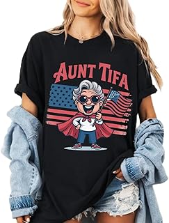 I Am Aunt Tifa Shirt, Funny Political Graphic Tee, Political Awareness, Activist Shirt, Fight Fascists, Patriot, USA Stars, Unique Political Statement Graphic T-Shirt for Men Women White