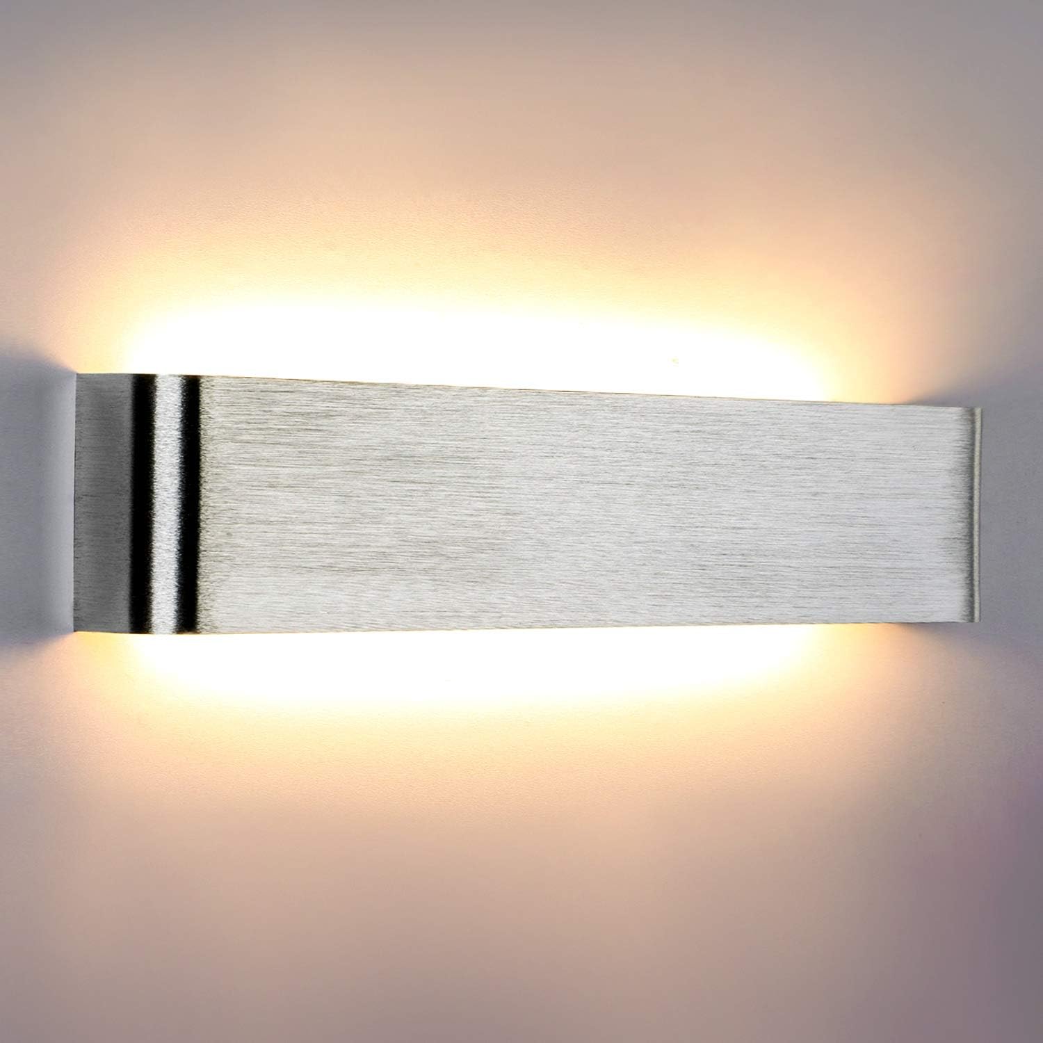 Lightess Flurlampe Wand 18W 40cm LED Wandleuchte Innen Silber Beleuchtung Treppenhaus Innen Moderne Wandlampe mit Up Down Licht IP44 aus reinem Aluminium für Wohnzimmer Schlafzimmer Flur Warmweiss